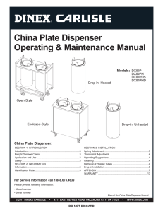 China Plate Dispenser Manual - Carlisle FoodService Products