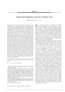 Ultraviolet Radiation and the Anterior Eye