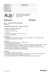 A-level Physics A Question paper Unit 04 - (A) Fields and