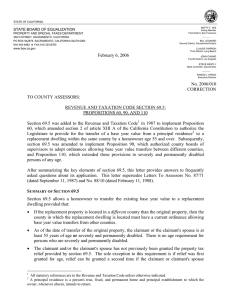 State Board of Equalization Letter to the Assessors Prop. 60, 90, 110