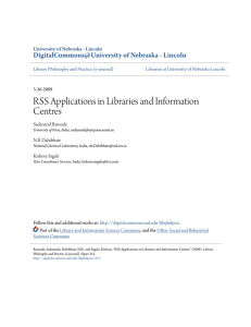 RSS Applications in Libraries and Information Centres