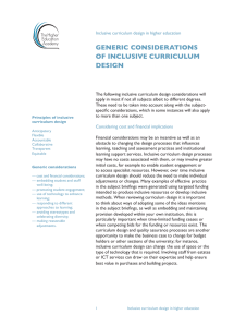 generic considerations of inclusive curriculum design