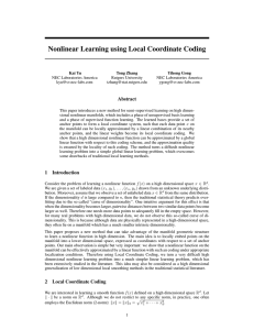 Nonlinear Learning using Local Coordinate Coding