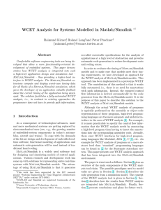 WCET Analysis for Systems Modelled in Matlab/Simulink