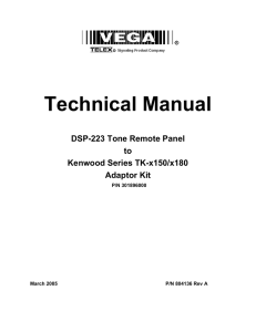 Technical Manual DSP-223 Tone Remote Panel to Kenwood
