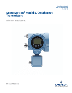 Micro Motion Model 5700 Ethernet Transmitters Ethernet Installations
