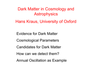 Dark Matter in Cosmology and Astrophysics Hans Kraus, University