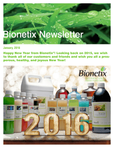 Bionetix Newsletter, January 2016.