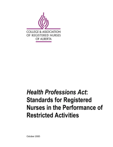 Health Professions Act Standards for the Performance of Restricted