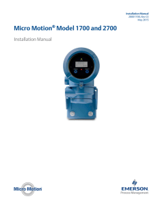 Micro Motion Model 1700 and 2700 Installation Manual