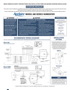 Aprilaire 600-Series Humidifier Installation Instructions