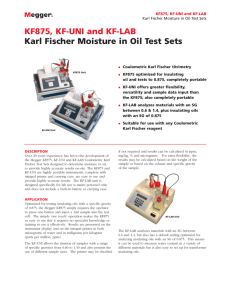 KF875, KF-UNI and KF-LAB Karl Fischer Moisture in Oil