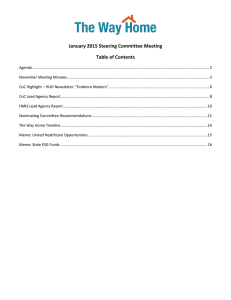 January 2015 Steering Committee Meeting Table of Contents