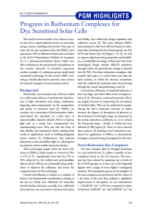 Progress in Ruthenium Complexes for Dye Sensitised Solar Cells