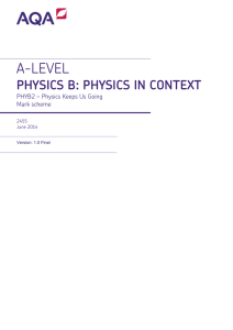 Physics in Context Mark scheme Unit 02