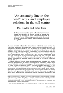 `An assembly line in the head`: work and employee relations in the