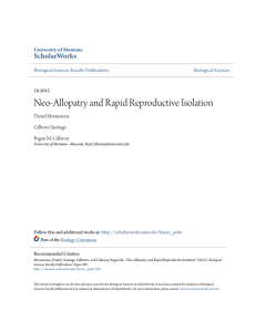 Neo-Allopatry and Rapid Reproductive Isolation