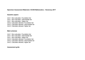 Specimen Assessment Materials 2 GCSE Mathematics – Numeracy