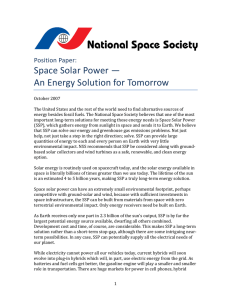 Space Solar Power — An Energy Solution for Tomorrow