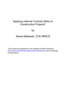 Applying Internal Controls Skills on Construction Projects* by Alexia