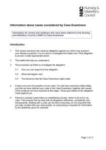 Information about cases considered by Case Examiners