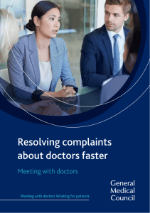 Resolving complaints about doctors faster: Meeting with doctors