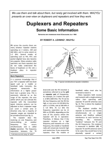 Duplexers and Repeaters - Some Basic Information