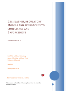 legislation, regulatory models and approaches to
