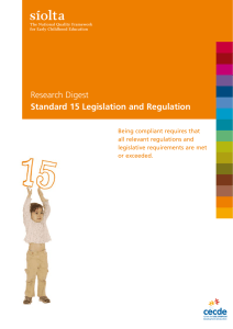 Standard 15: Legislation and Regulation