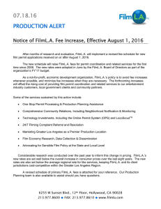 Notice of FilmL.A. Fee Increase, Effective August 1, 2016