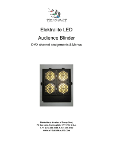 Elektralite Audience Blinder DMX channel assignments and Menus