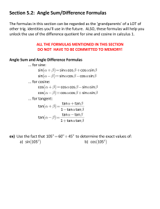 Section 5.2: Angle Sum/Difference Formulas