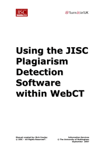 Using the JISC Plagiarism Detection Software within WebCT