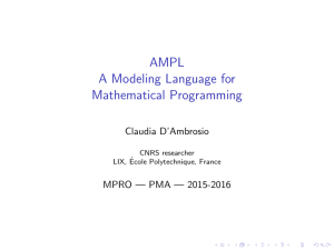 AMPL A Modeling Language for Mathematical Programming
