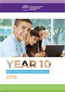 Year 10 Information Booklet - School Curriculum and Standards