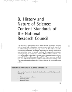 B. History and Nature of Science: Content Standards of the National