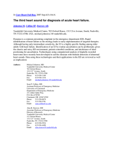 The third heart sound for diagnosis of acute heart