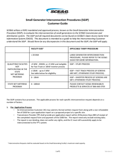 Small Generator Interconnection Procedures (SGIP) Customer Guide