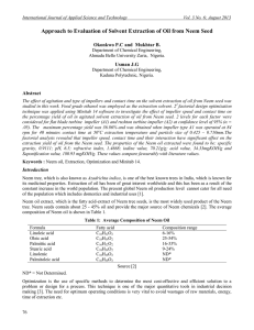 Approach to Evaluation of Solvent Extraction of Oil from Neem Seed
