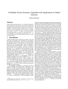 A Multiple-Choice Secretary Algorithm with Applications to Online