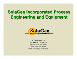 SolaGen Incorporated Process Engineering and Equipment