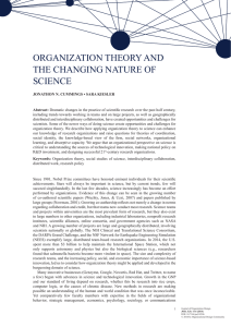 OrganIzatIOn theOry anD the ChangIng nature Of SCIenCe