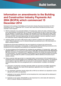Information on amendments to the Building and Construction