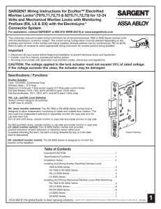 SARGENT Wiring Instructions for Ecoflex™ Electrified Mortise Locks