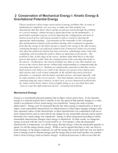 2 Conservation of Mechanical Energy I: Kinetic Energy