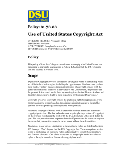 01-70-00 - Use of United States Copyright Act