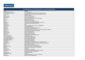 Consolidated List of Unclaimed Deposits as on 31st