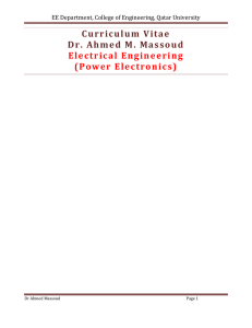 Curriculum Vitae Dr. Ahmed M. Massoud Electrical