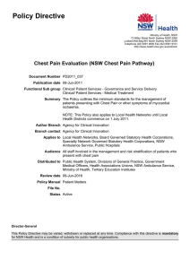 Chest Pain Evaluation (NSW Chest Pain Pathway)