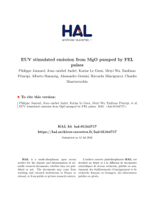 EUV stimulated emission from MgO pumped by FEL pulses